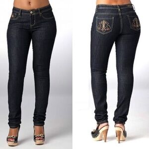 NEW Dereon Y2K Beyonce Flesur Rhinestone Pocket Skinny Jeans sz 14